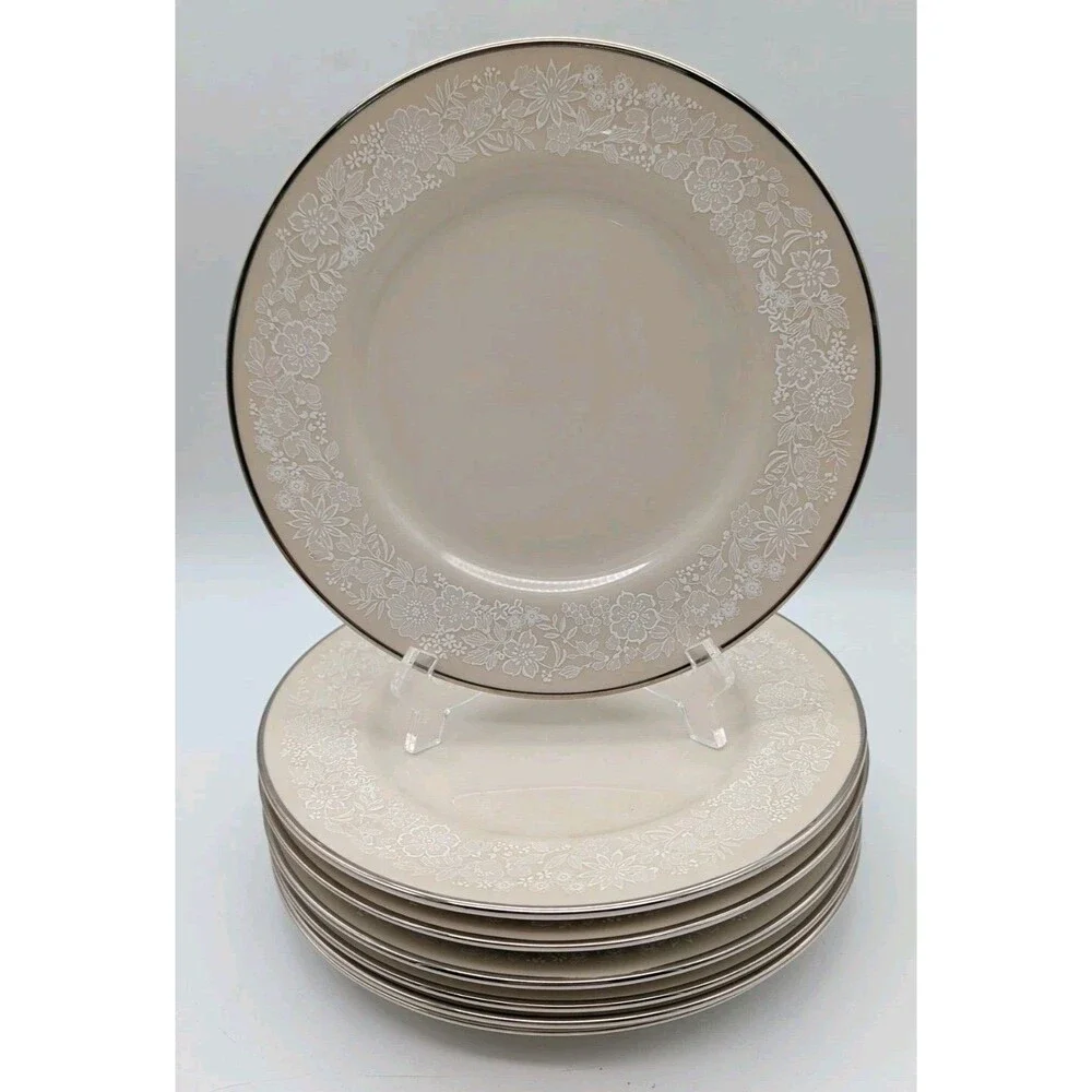 Gorham Bridal Bouquet Salad Plates Set Of 7 Ivory White Silver USA